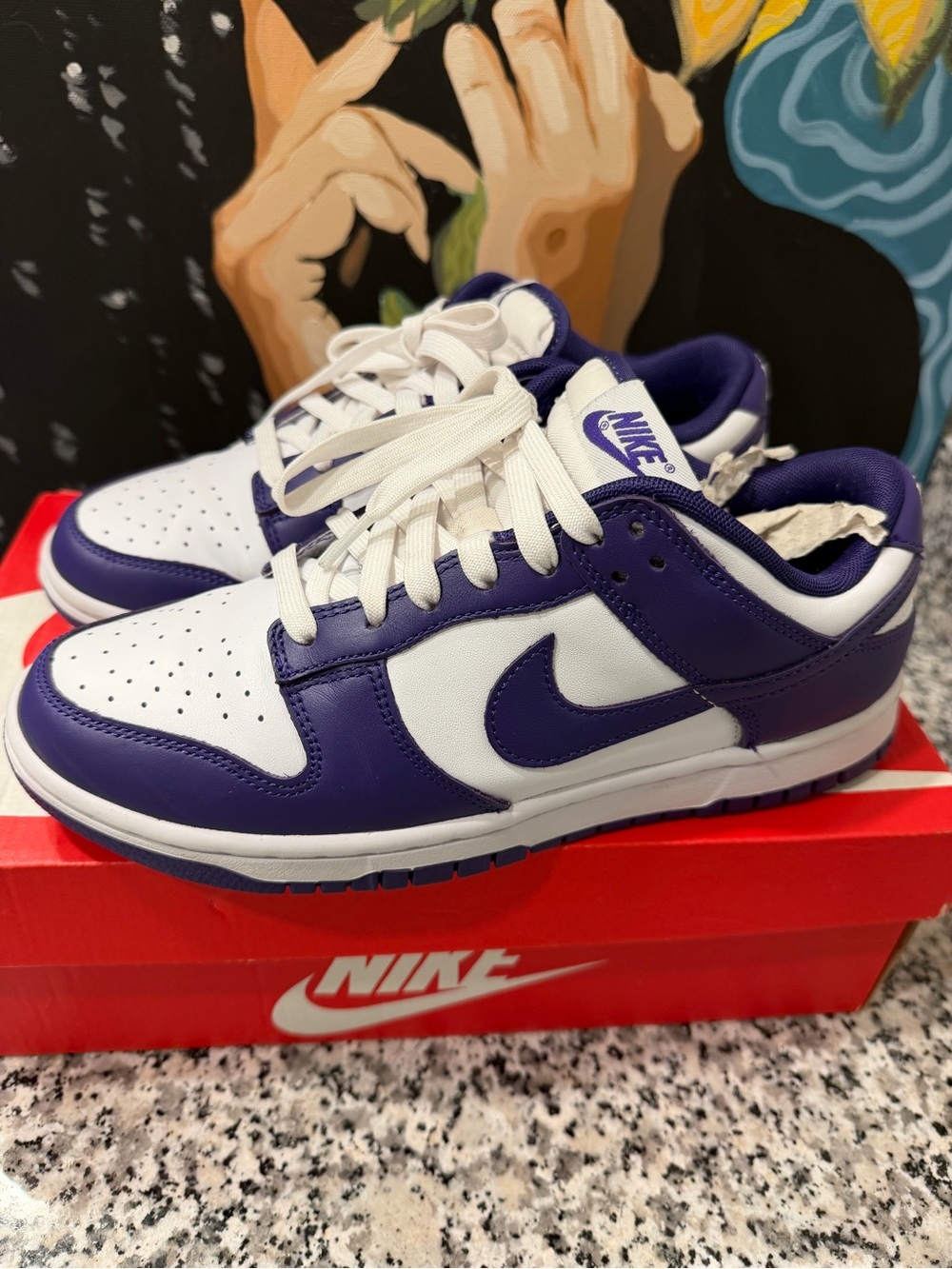 Nike Purple and White Low-Top Dunk Sneakers